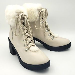 ESPRIT Winter White Faux Fur Chunky Ankle Boot
